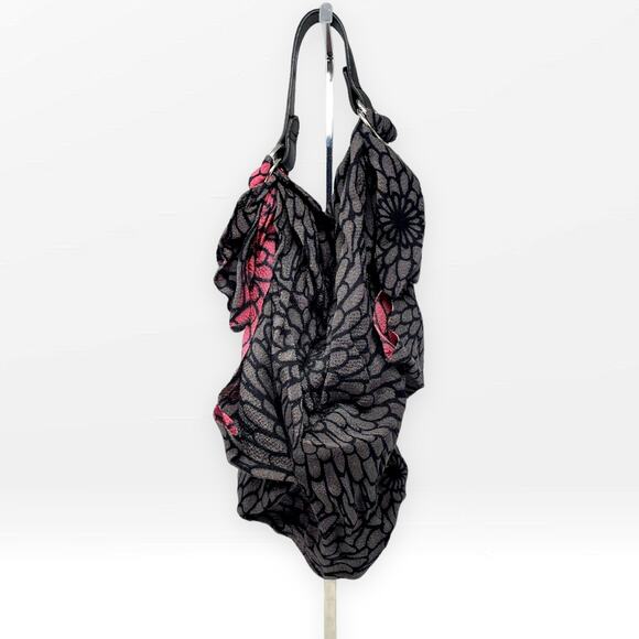 00s Unbranded Vintage Pink Purple Floral Cloth Shoulder Bag - Picture 8 of 8